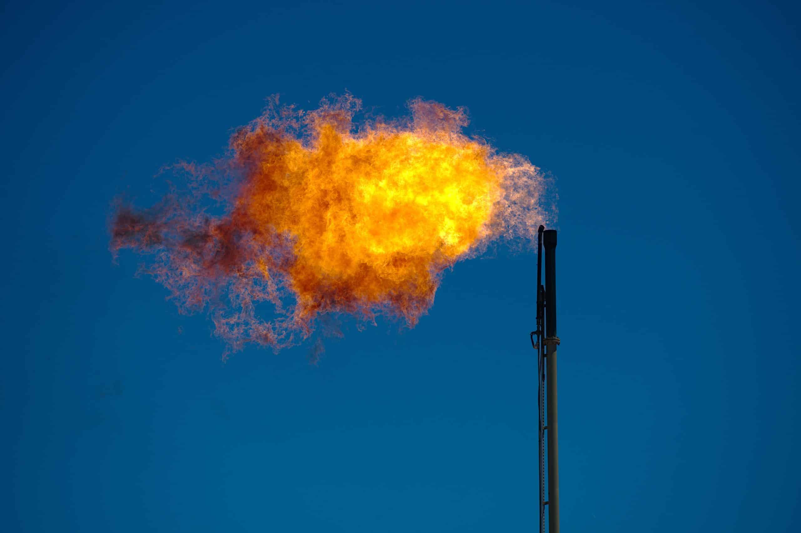 Flame torch used in oil and gas industry for safety and flare operations.